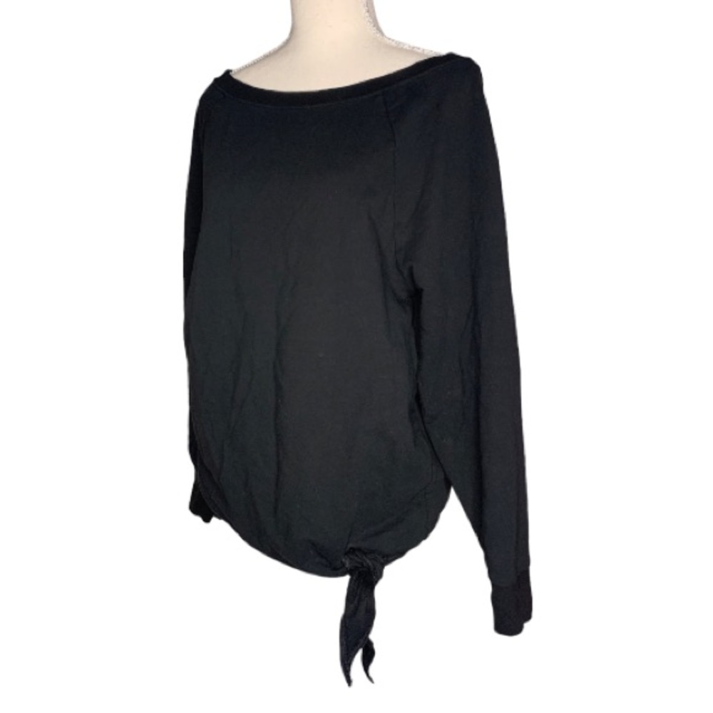 Victoria Sport black boat neck long sleeve sweatshirt with tie waist medium